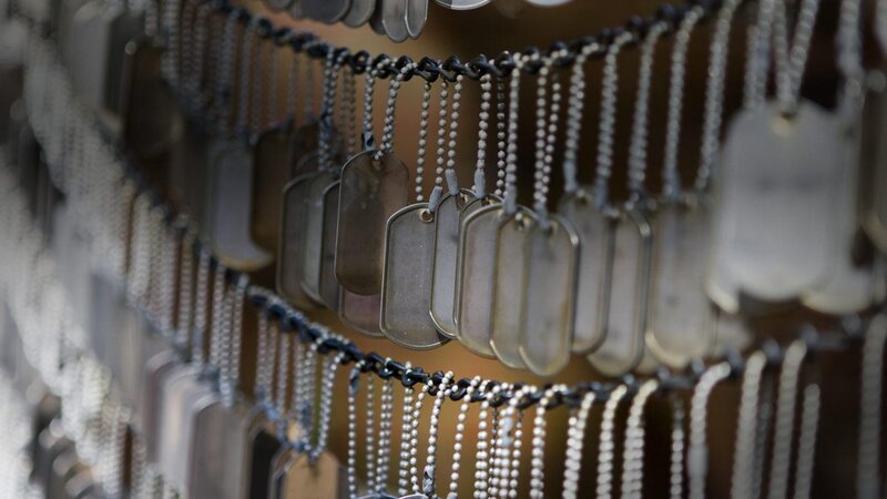 Rows of military dog tags