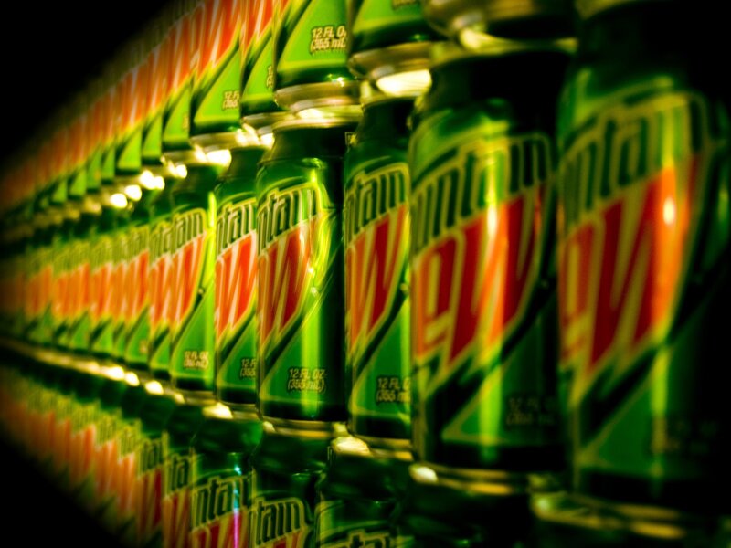 Rows of Mountain Dew Cans — Green, Dramatic