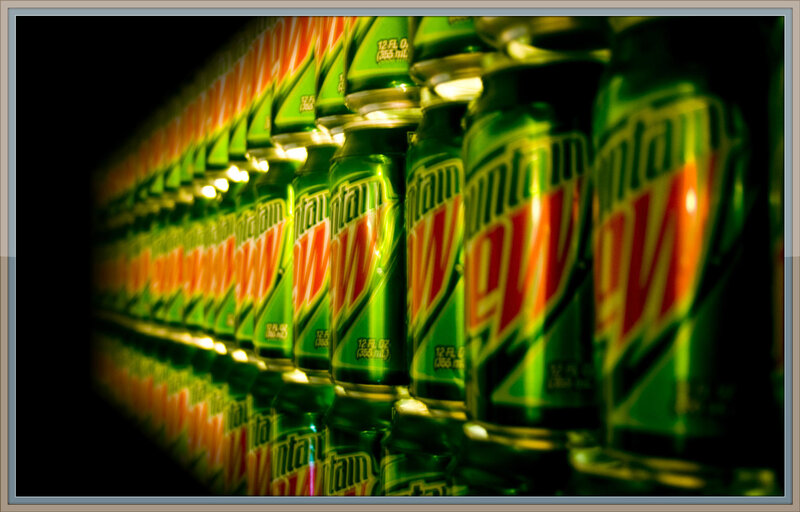 Rows of Mountain Dew Cans — Green