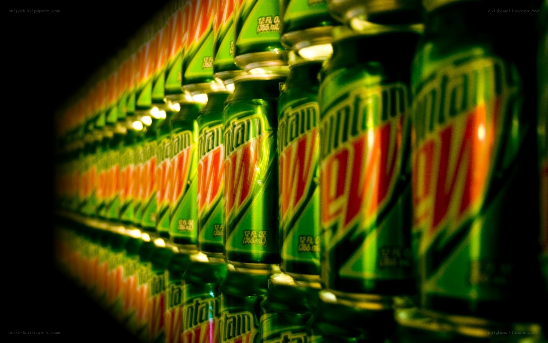 Rows of Mountain Dew cans