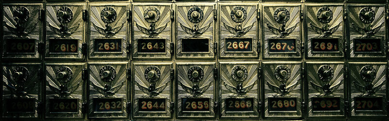 Rows of numbered safe deposit boxes