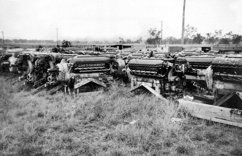 Rows of old engines in a field