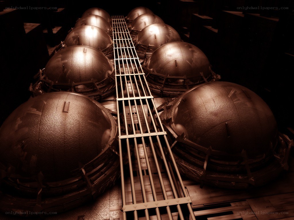 Rows of spherical tanks in a facility