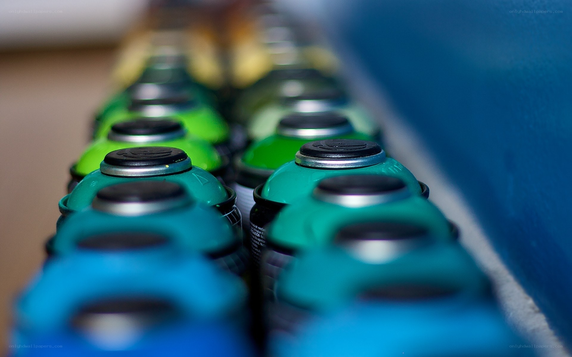 Rows of spray paint cans