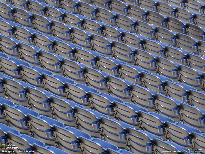 Rows of stadium seats