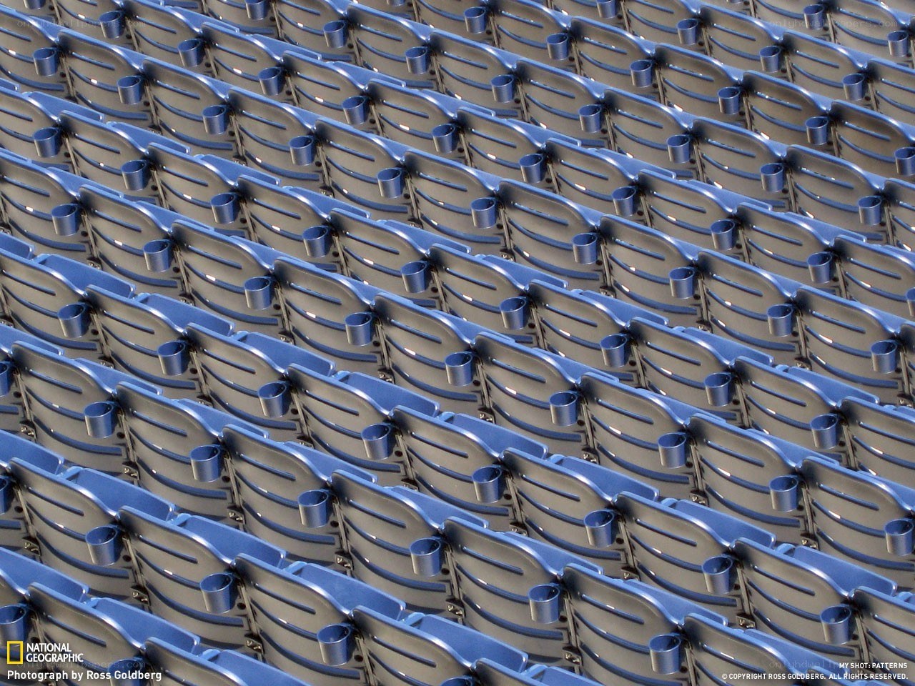 Rows of stadium seats