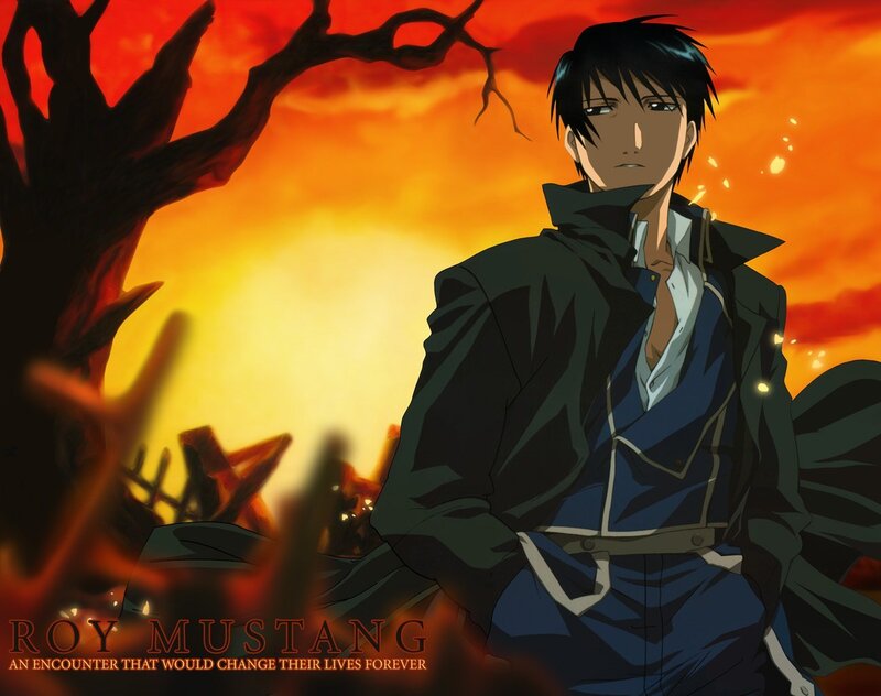 Roy Mustang in a fiery landscape