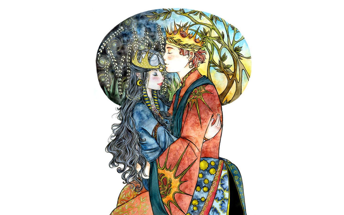 royal couple in embrace