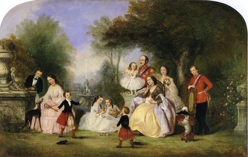 Royal family portrait in garden