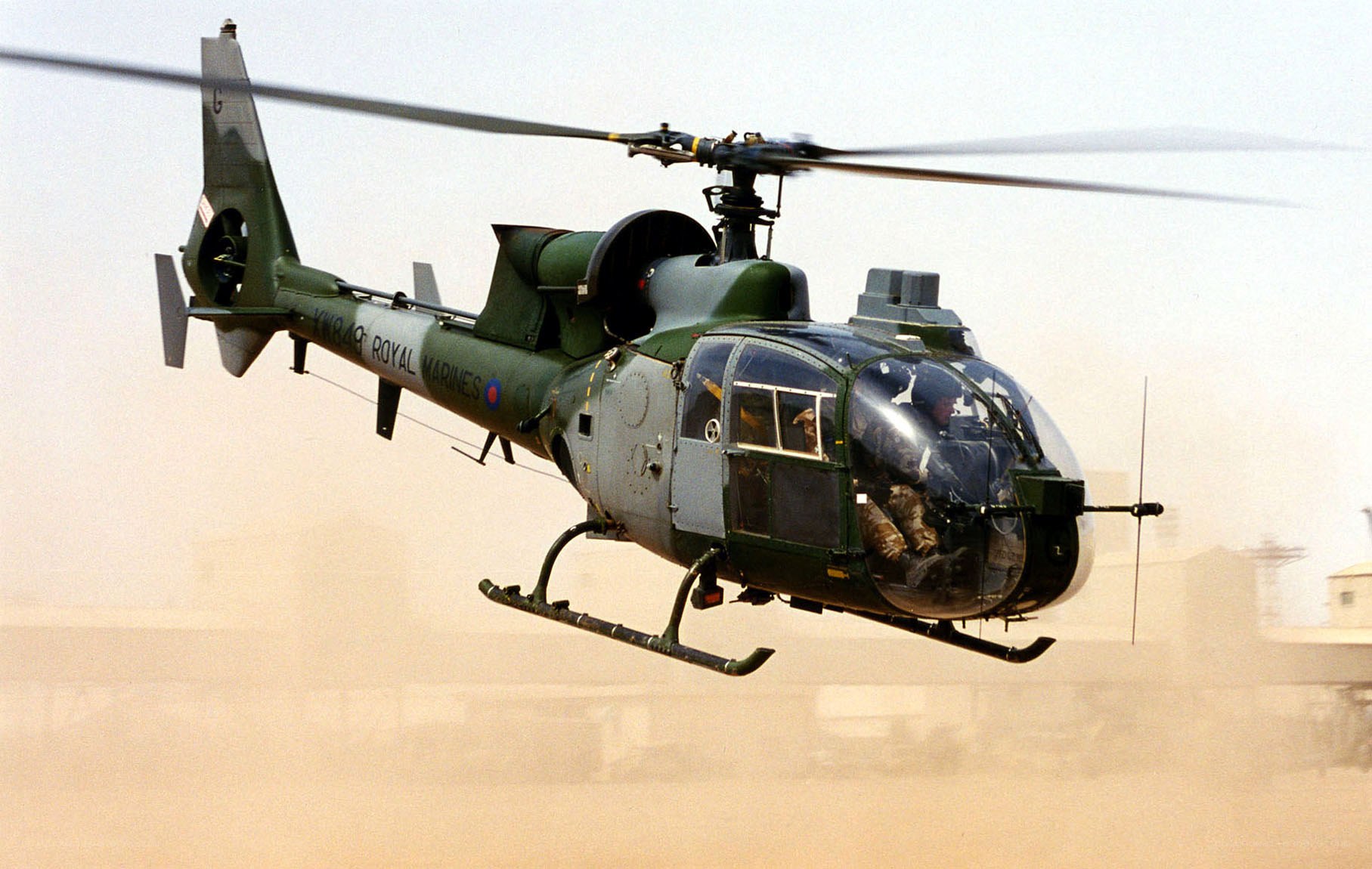 Royal Marines helicopter in flight