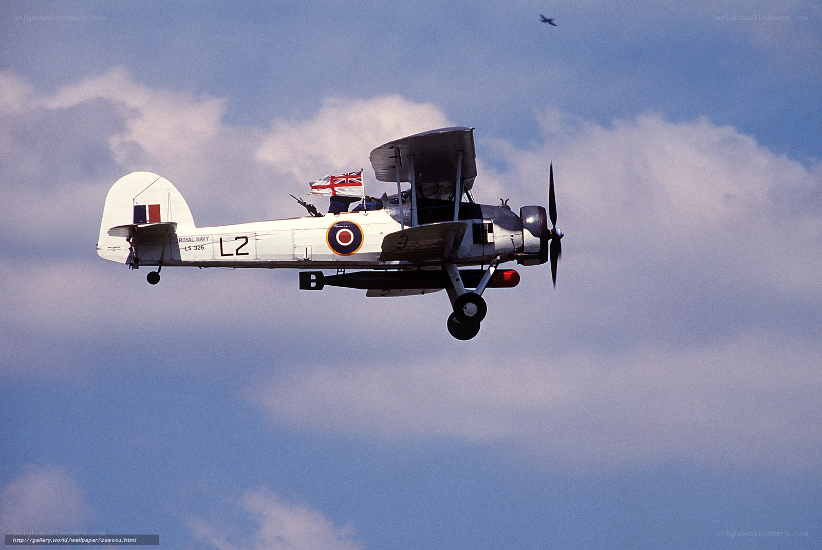 Royal Navy biplane in flight