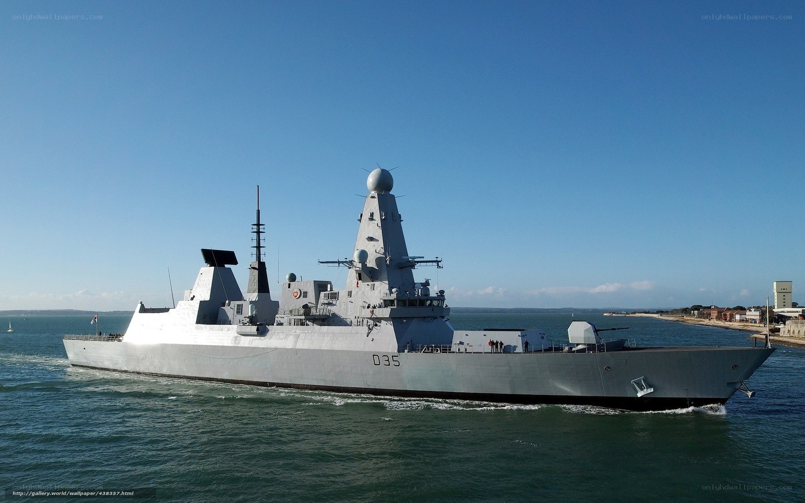 Royal Navy destroyer at sea