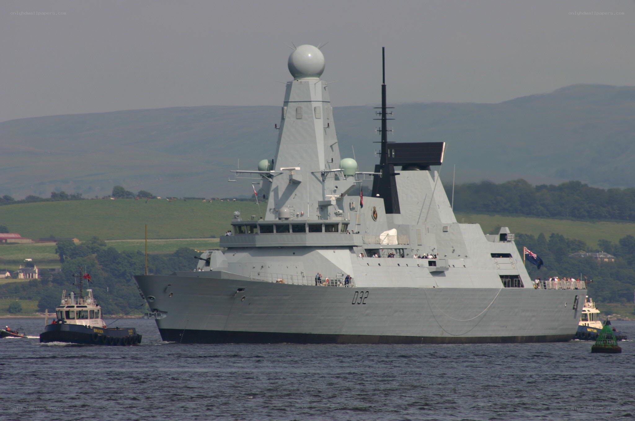 Royal Navy destroyer in port