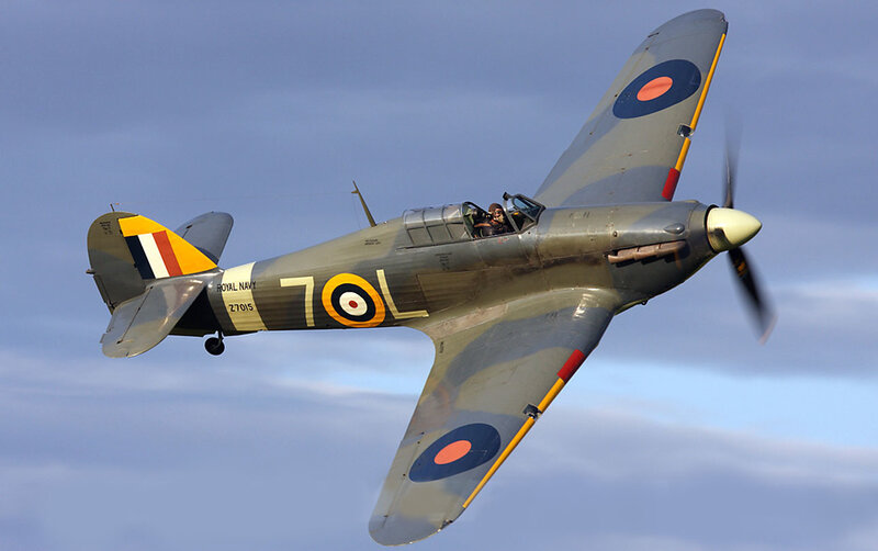 Royal Navy fighter plane in flight