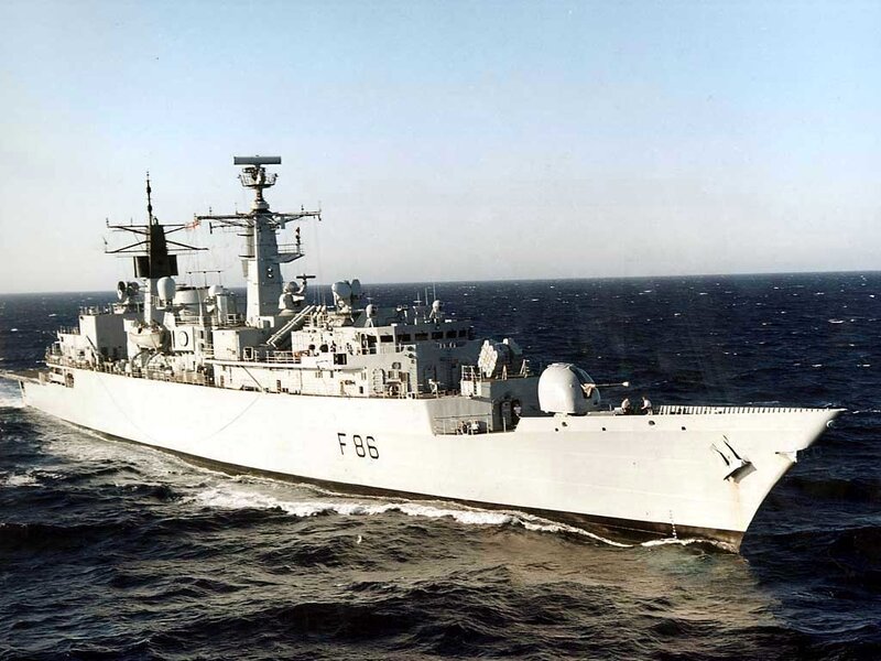 Royal Navy frigate at sea