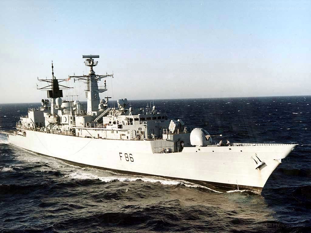 Royal Navy frigate at sea