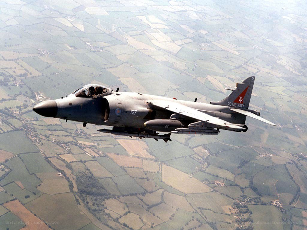Royal Navy Harrier in flight