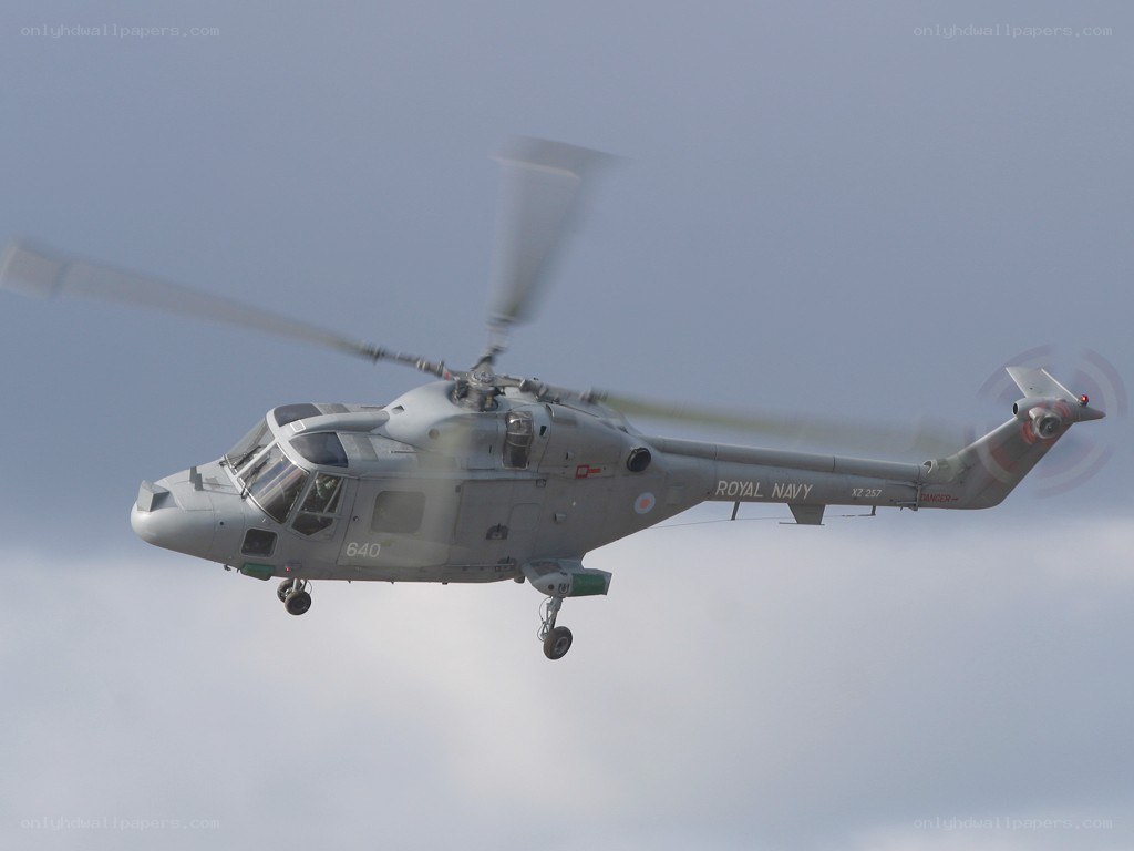 Royal Navy helicopter in flight