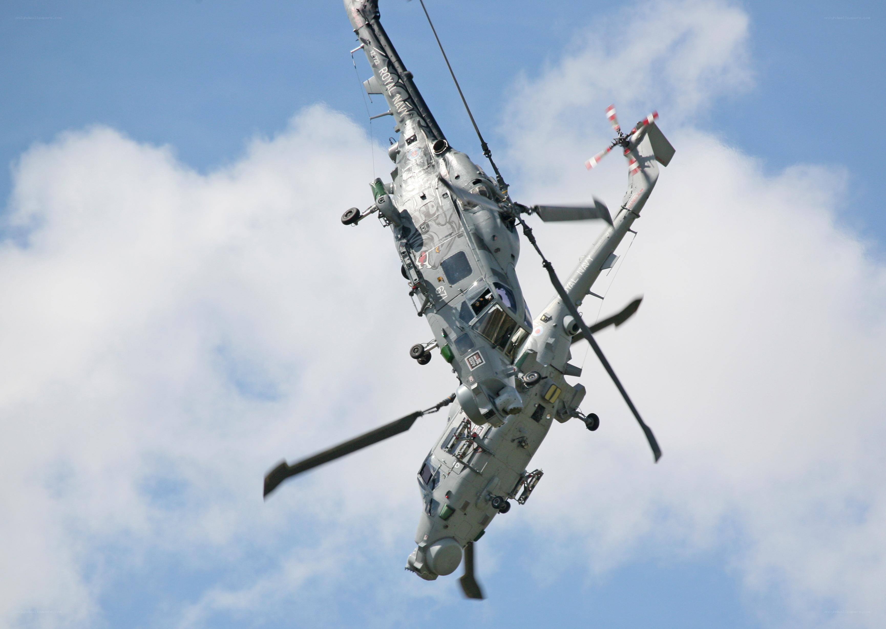 Royal Navy helicopter in flight