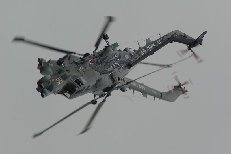Royal Navy helicopter in flight