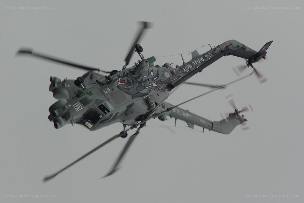 Royal Navy helicopter in flight