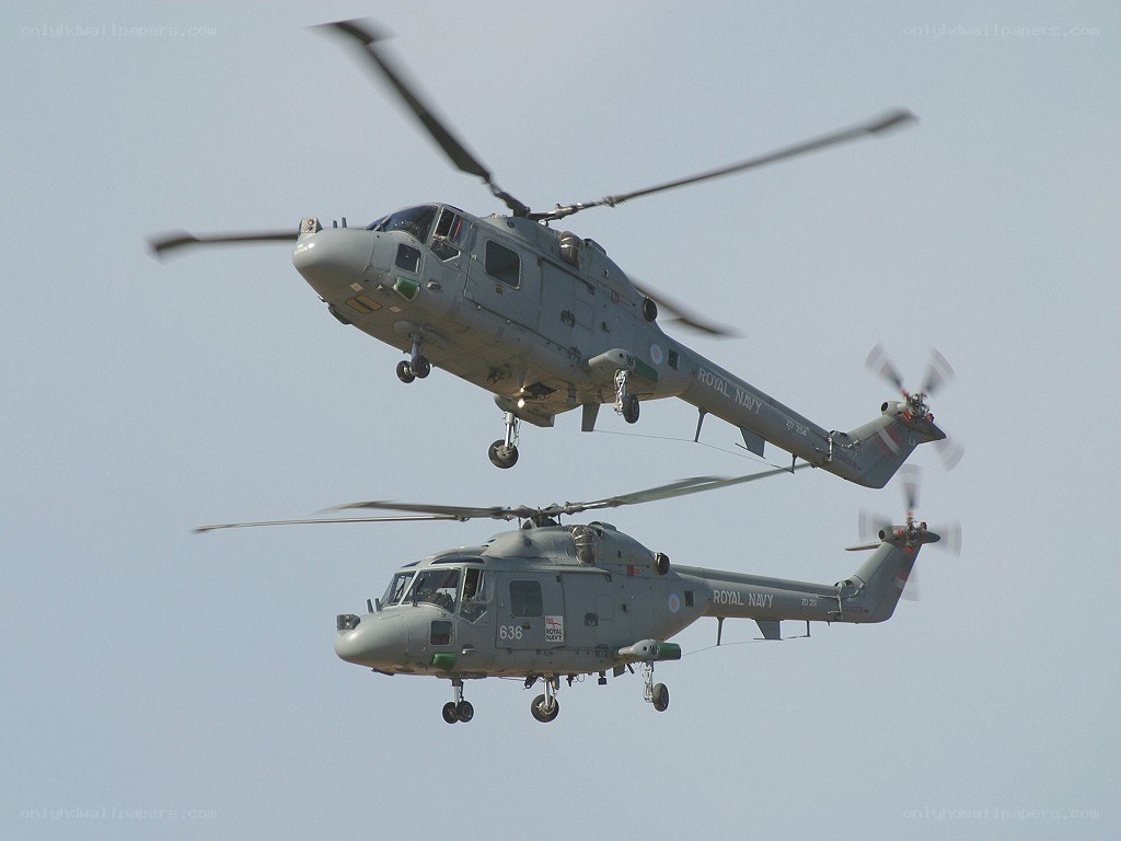 Royal Navy helicopters in flight