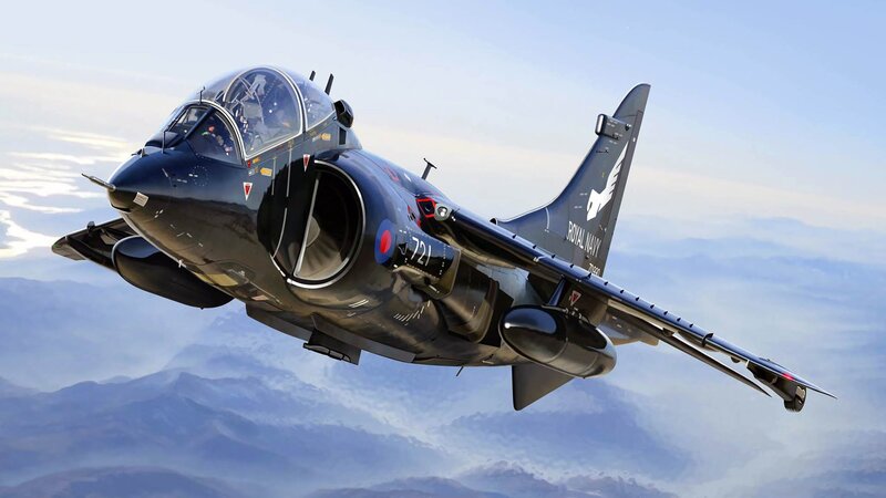 Royal Navy Jet in Flight — Blue, Dynamic