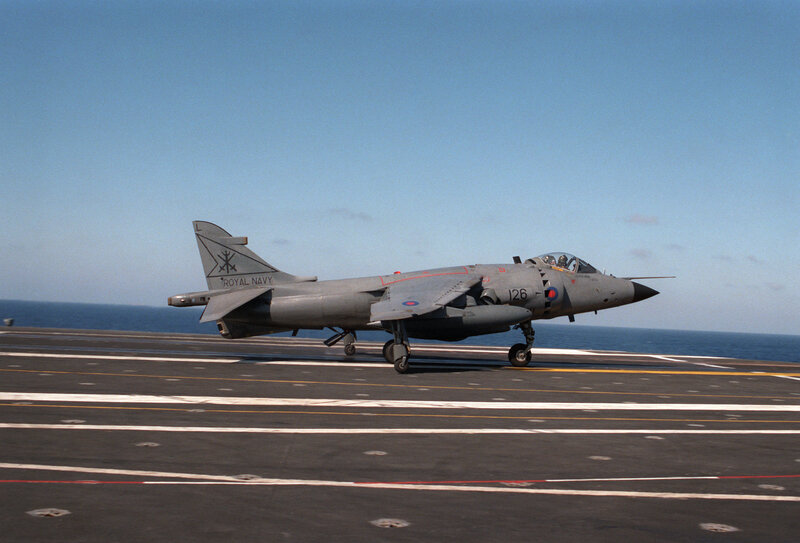 Royal Navy jet on aircraft carrier