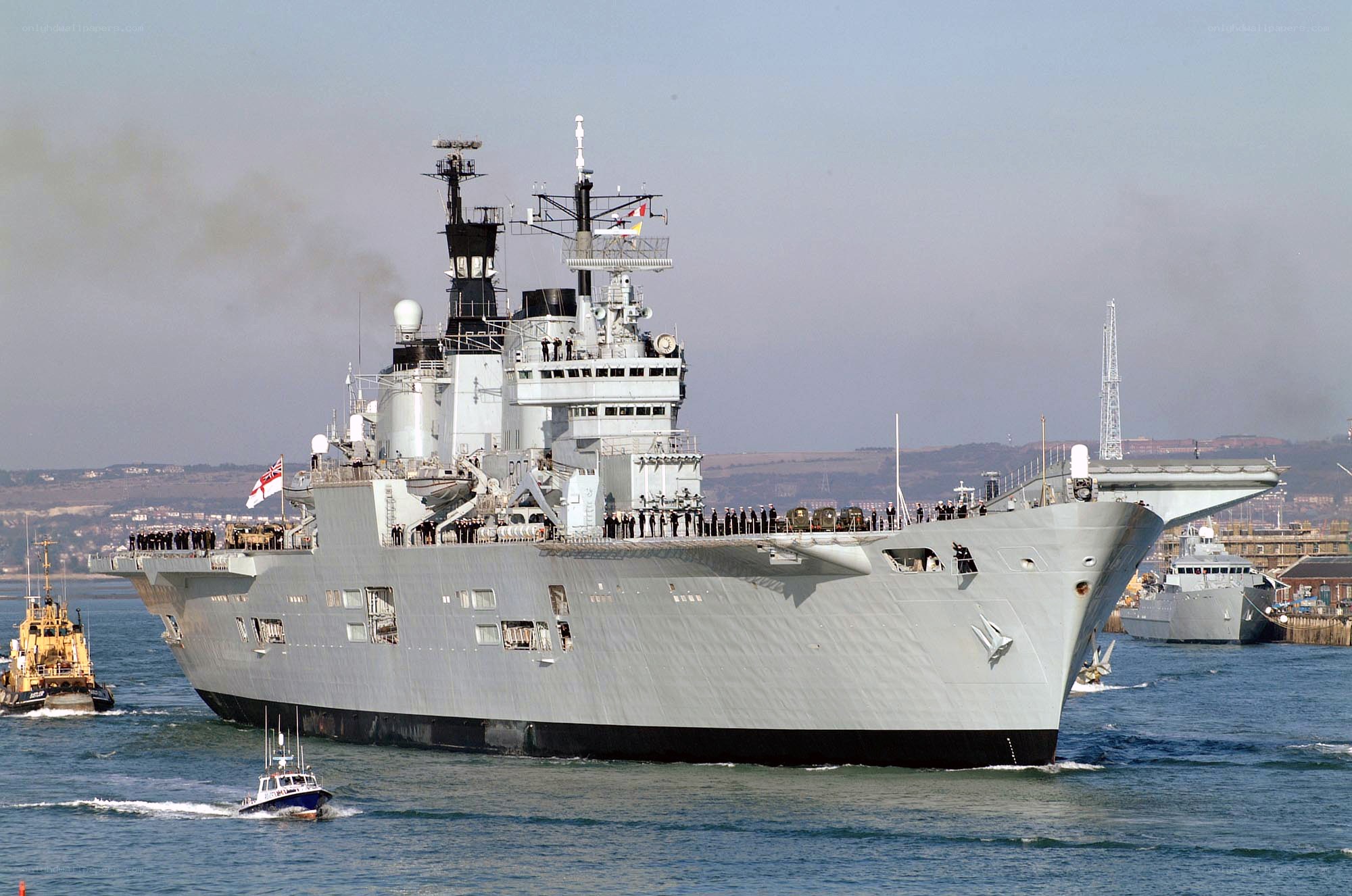 Royal Navy ship in harbor