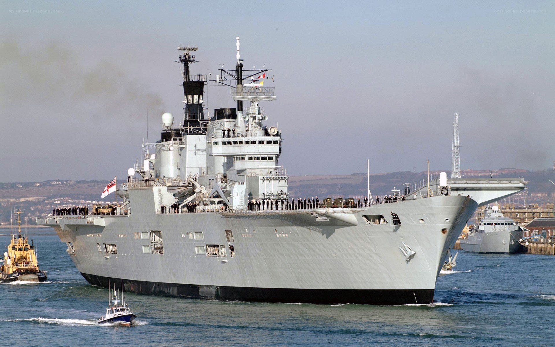 Royal Navy ship in harbor