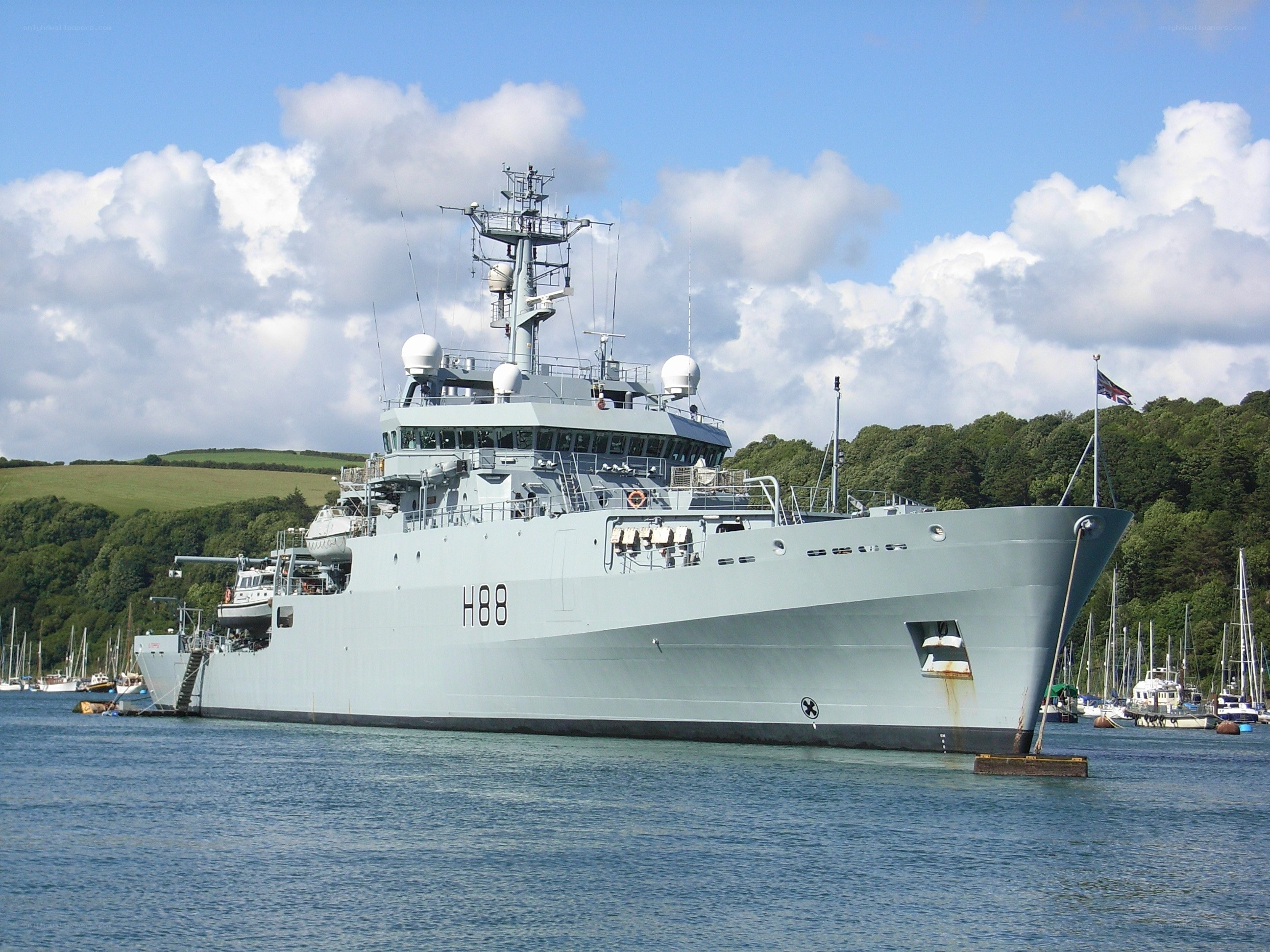 Royal Navy ship in harbor