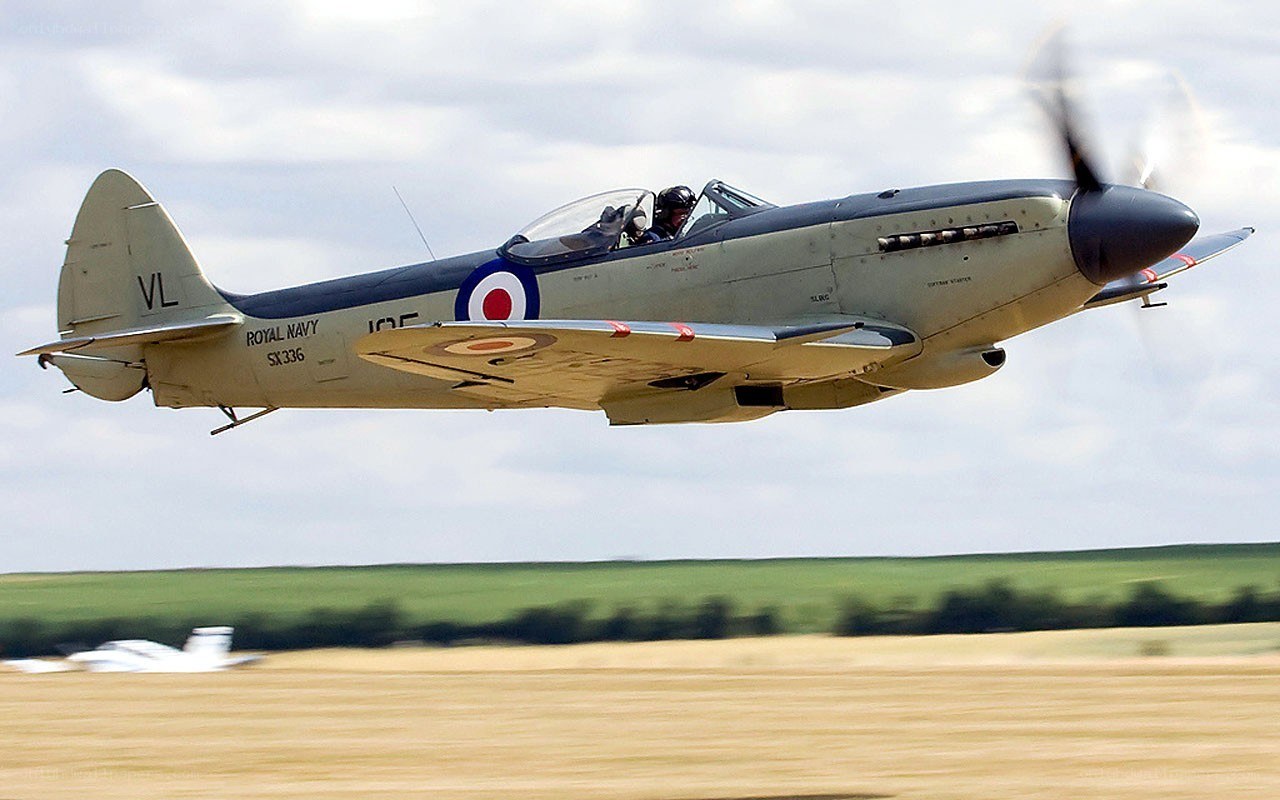 Royal Navy Spitfire in flight