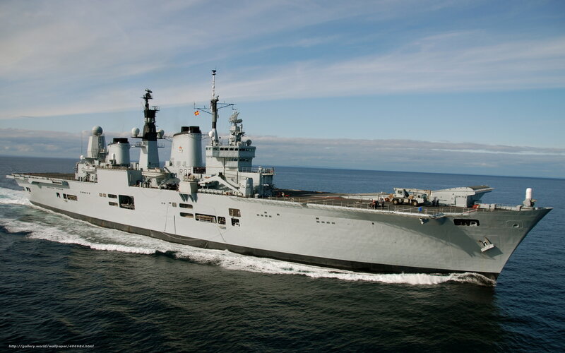 Royal Navy warship at sea