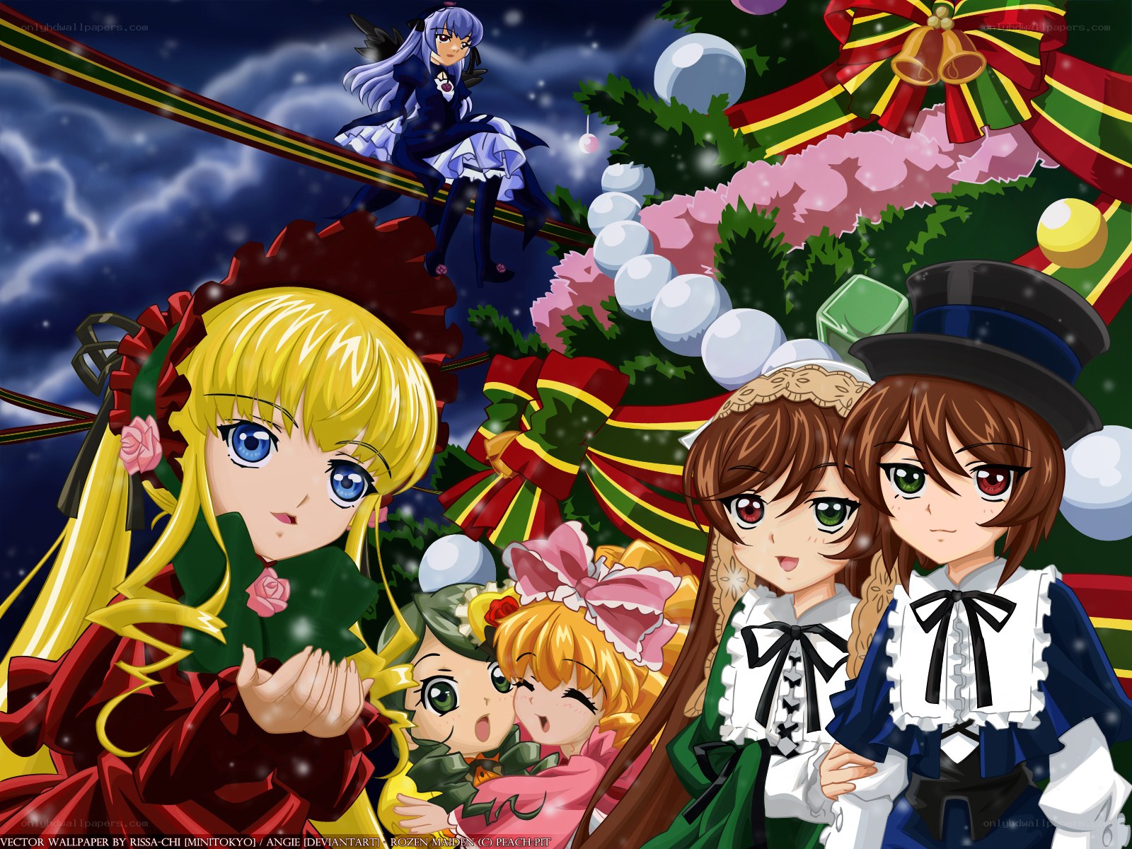 Rozen Maiden characters at Christmas