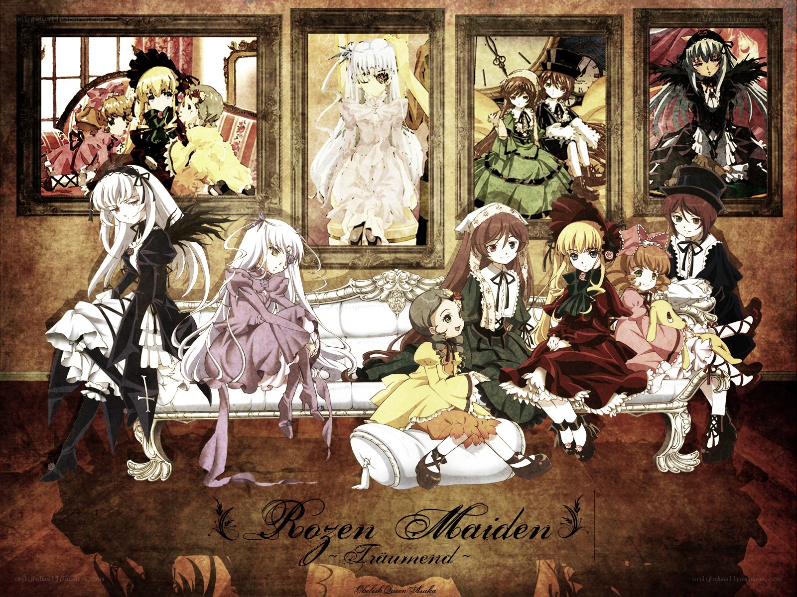 Rozen Maiden characters on a sofa