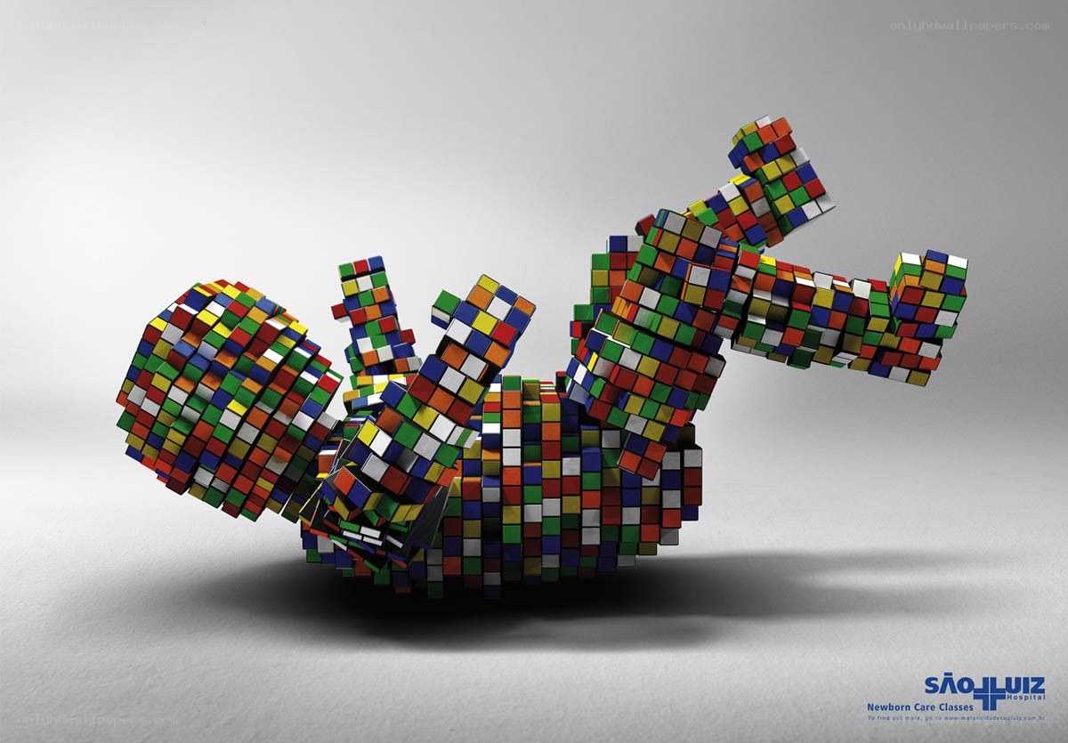 Rubik's Cube Baby Sculpture