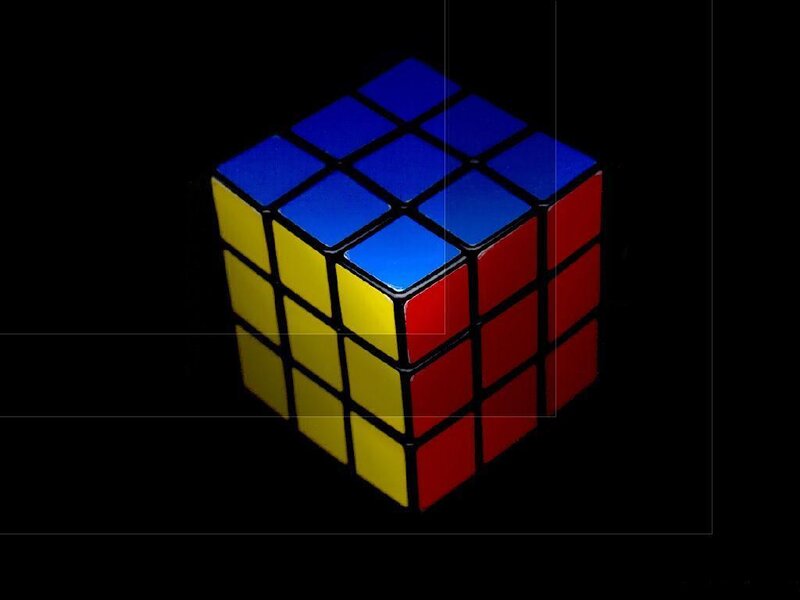 Rubik's Cube — Blue, Dramatic, Photograph