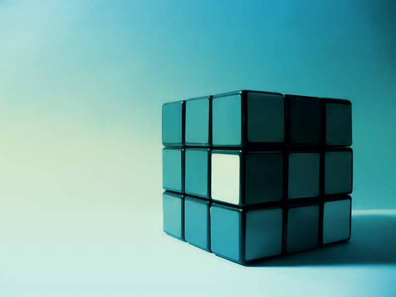 Rubik's Cube — Blue, Minimalist, Photograph