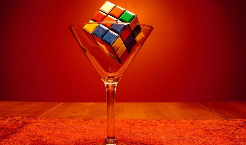 Rubik's Cube in Glass — Red