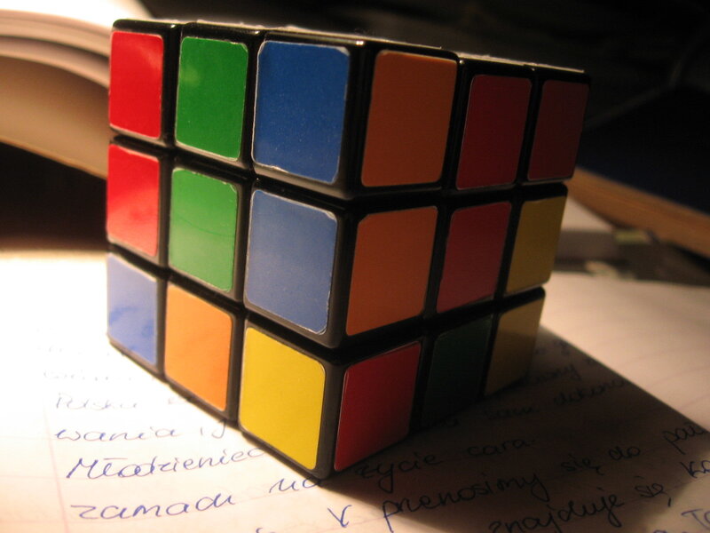 Rubik's cube on handwritten notes