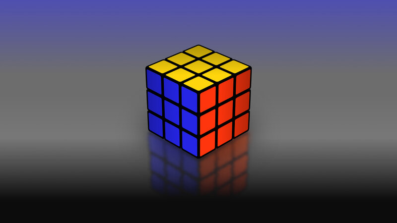 Rubik's Cube on reflective surface