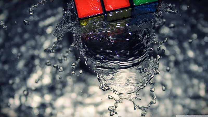 Rubik's cube splashing in water