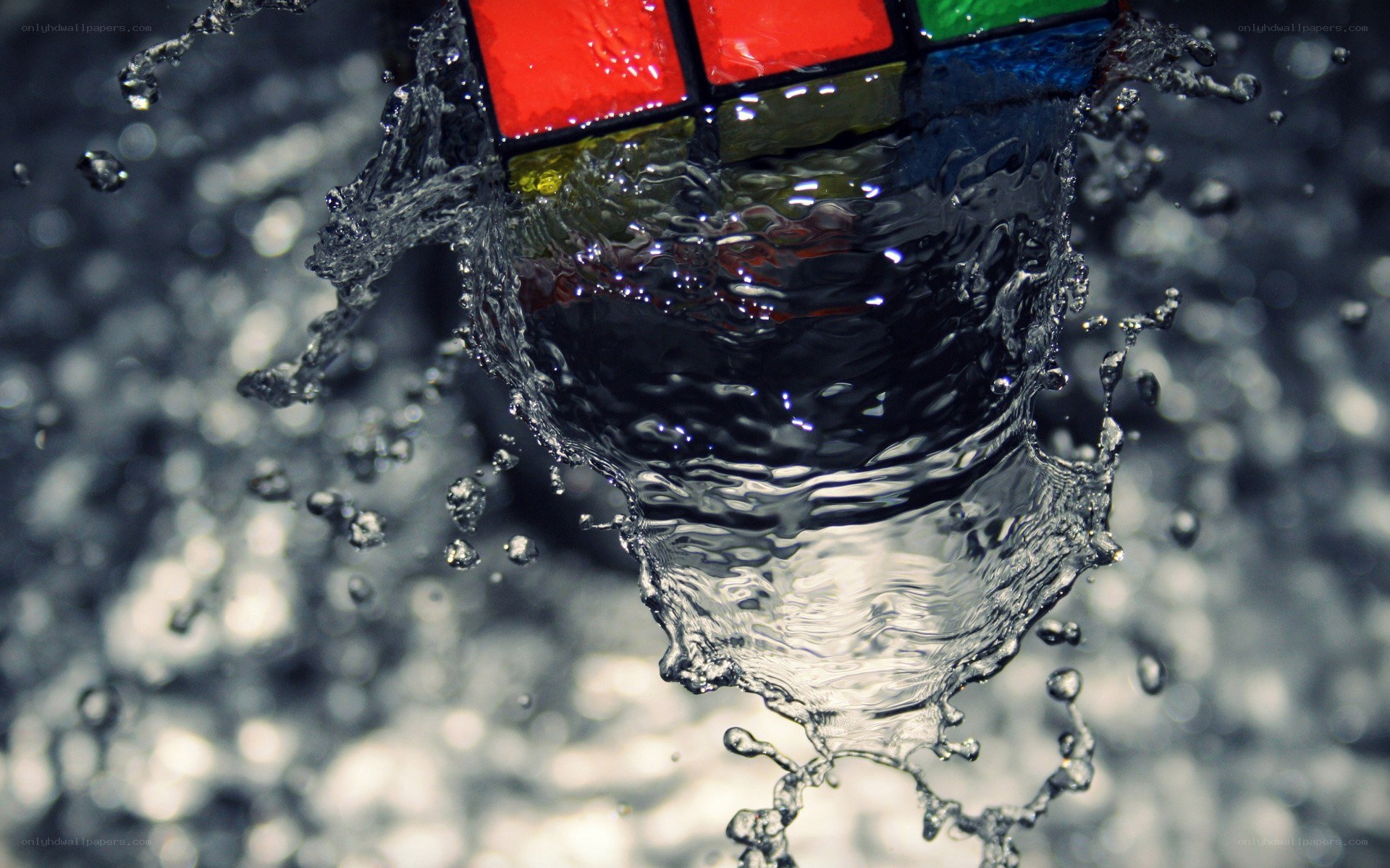 Rubik's cube splashing in water