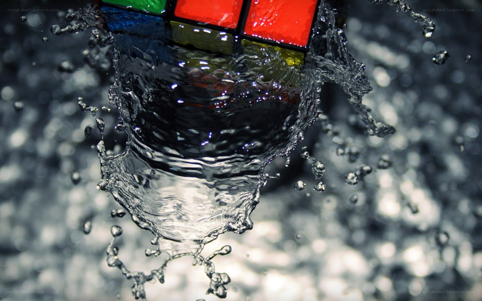 Rubik's cube splashing in water