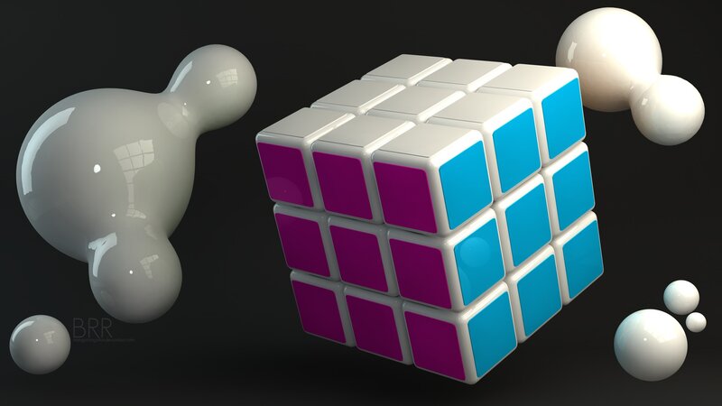 Rubik's cube with abstract shapes