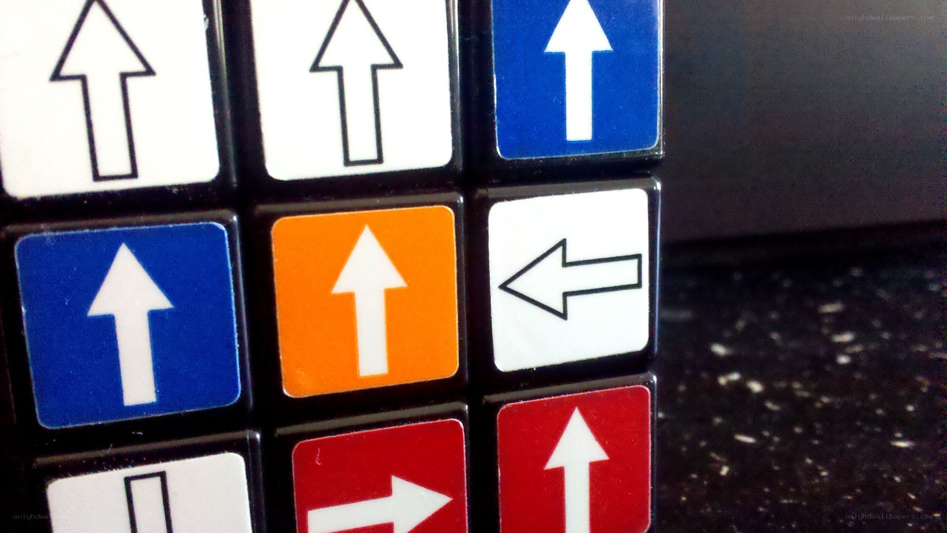 Rubik's Cube with arrow symbols