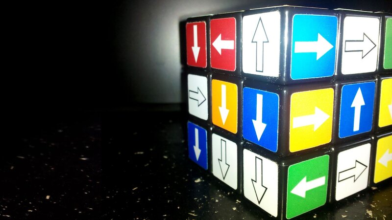 Rubik's Cube with Arrows — Black, Dramatic