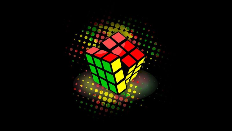 Rubik's Cube with colorful dots