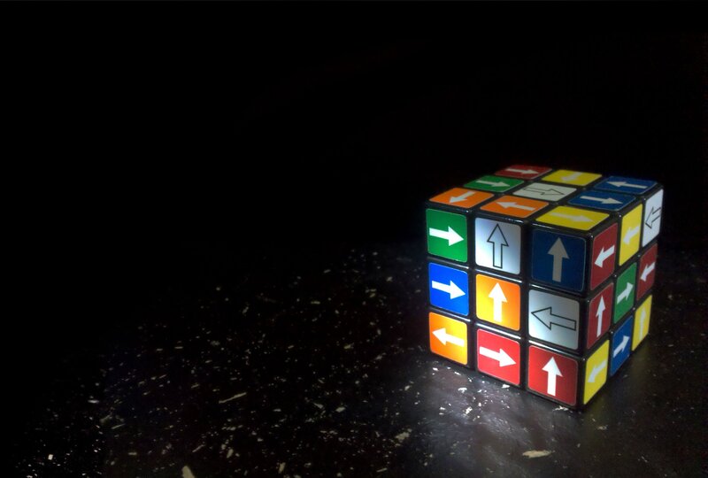 Rubik's cube with directional arrows