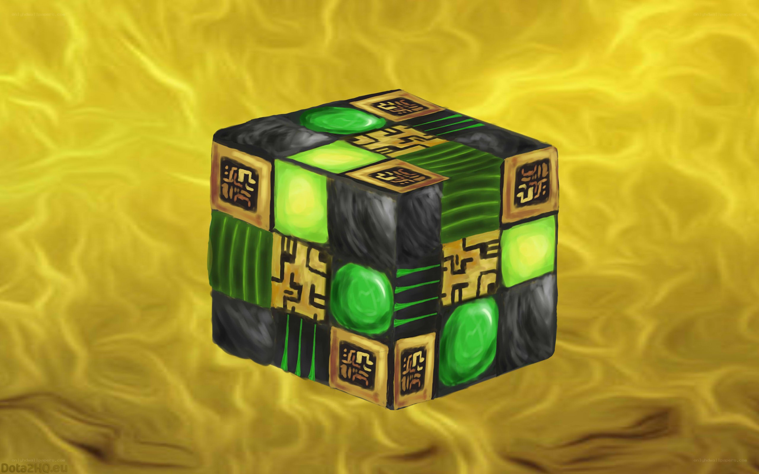 Rubik's cube with green and black patterns